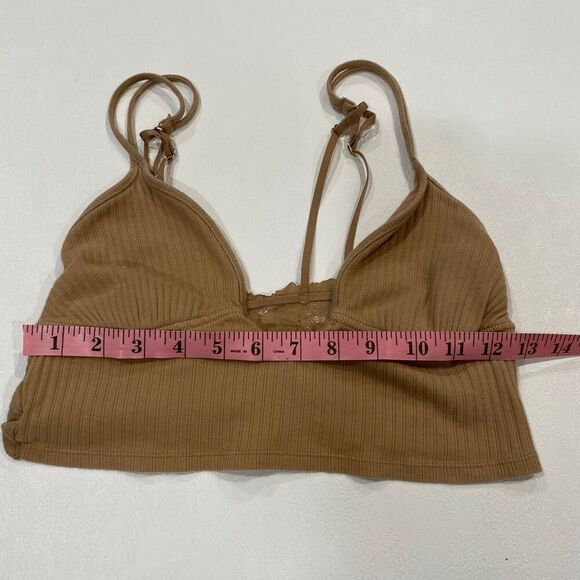 Aerie Real Good Ribbed Bralette Tan Brown Size M Medium Adjustable Straps - Picture 4 of 5